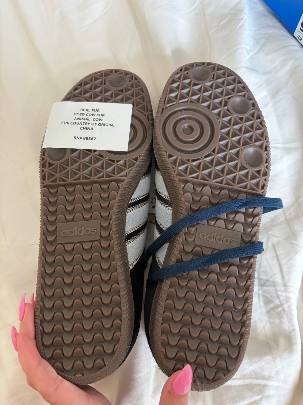 NWT Navy Cow Fur Adidas Sambas - Picture 3 of 4